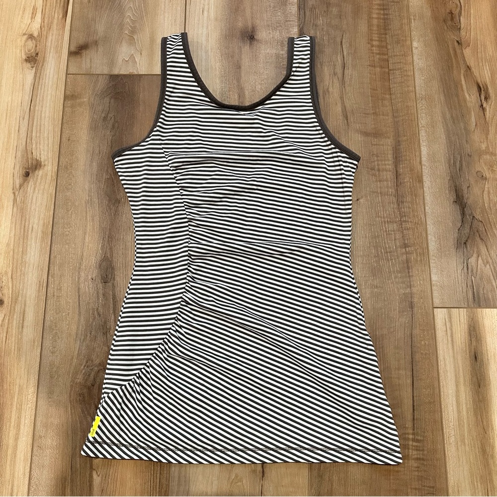 Lole Stripped Deep Back Stretch Tank Top Raisin White Small